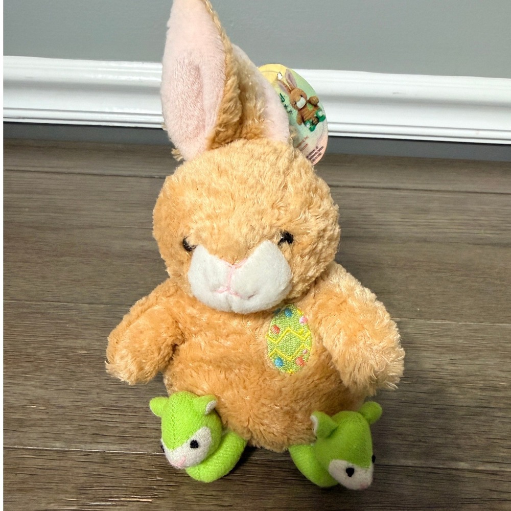 Plushland  Easter Bunny‎ Plush with Slippers Bean Bag 7" NWT